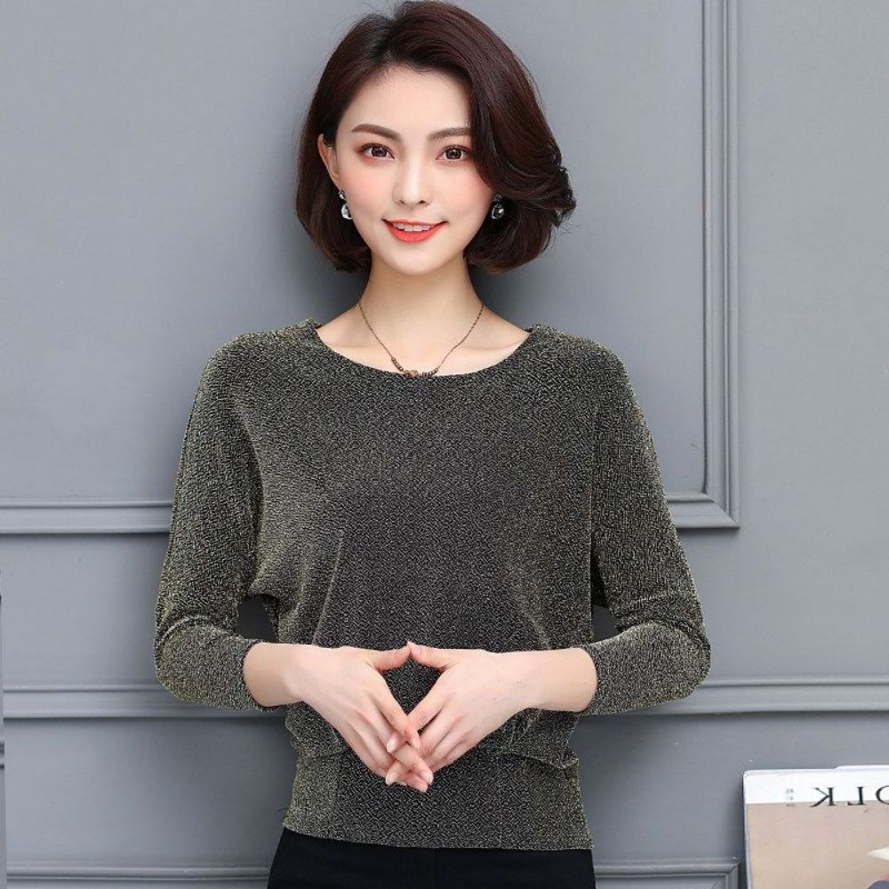 반팔블라우스 퍼프 쉬폰블라우스 이는 시스루 반짝 하이넥블라우스 퍼프소매 셔츠 여름 여성 - 상품 이미지