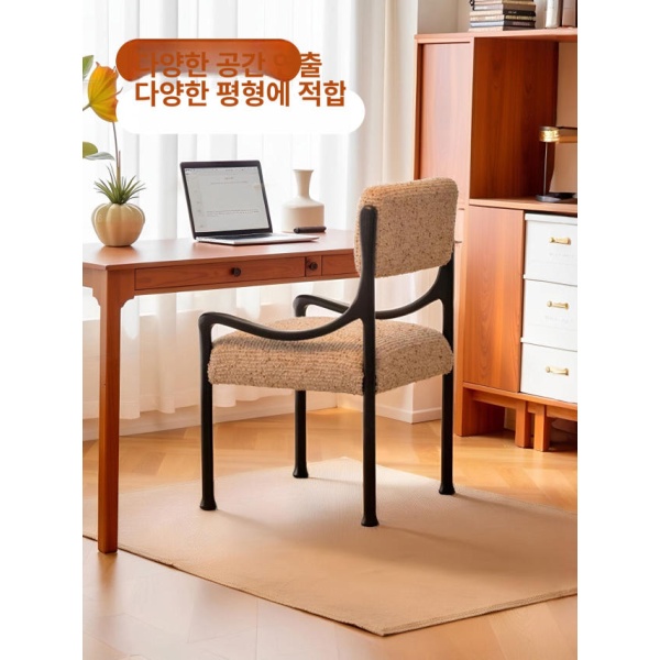 안락한 다이닝 카페 패브릭 원목 쿠션 허리편한 체어 화이트 파티클 패브릭+블랙 - 상세 이미지 5