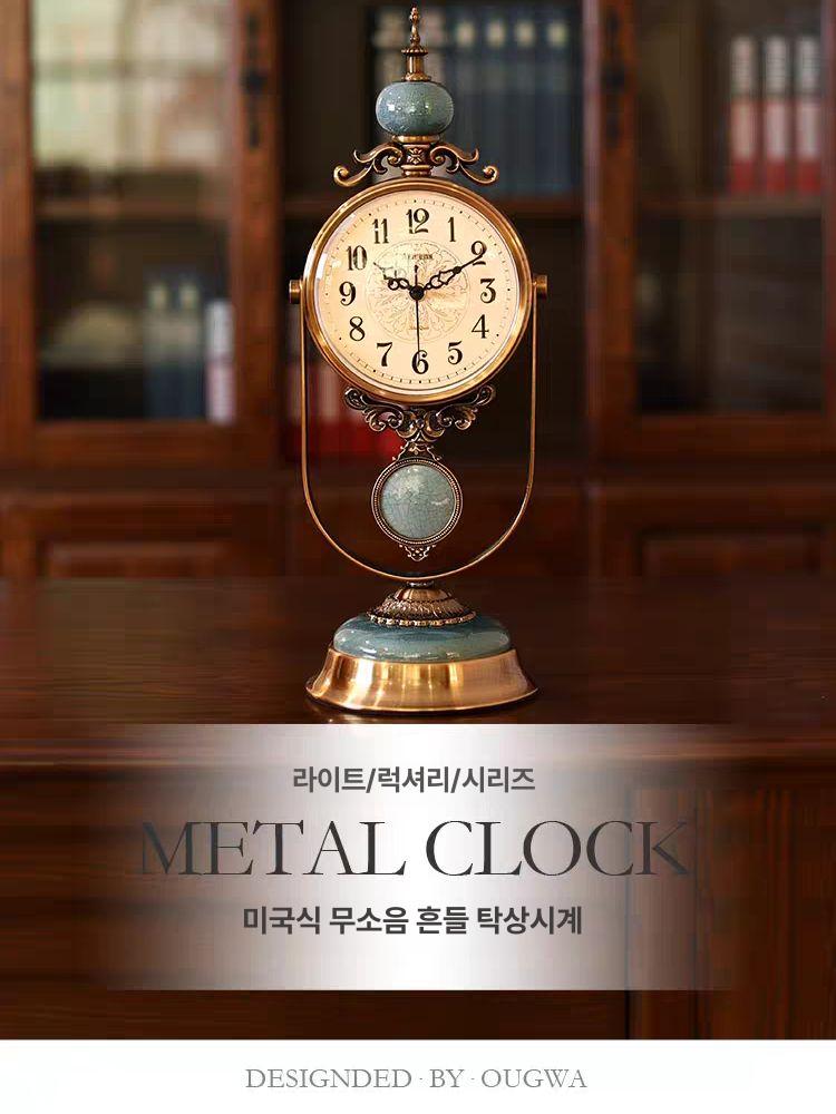 디지털 탁상시계 북유럽 빈티지 원형 레트로 알람 앤틱 시계 인테리어 침실용 - 상세 이미지 3