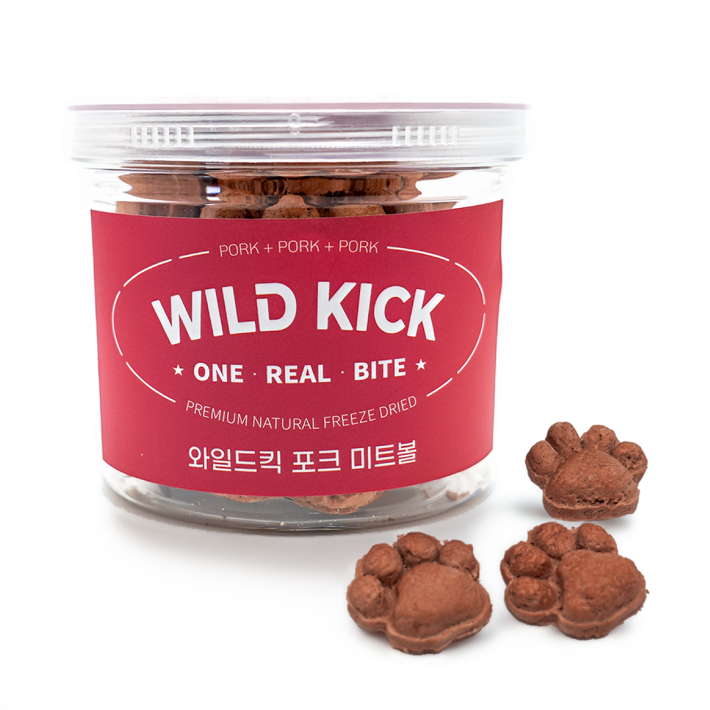 와일드킥 포크 미트볼 돼지안심 강아지 고양이 동결건조 50g - 상품 이미지