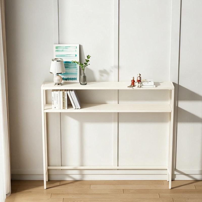 폭좁은 테이블 슬림 콘솔 테이블 복도 선반 침대뒤 100x너비 20 105 2단 블랙 - 상세 이미지 3