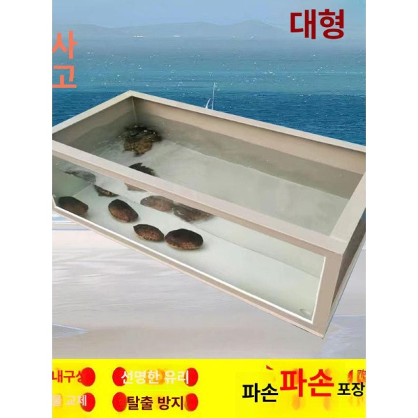 프리미엄 육지거북이 애완용 수조 거북이 집 일광욕 장소 오픈형 그레이베이지옐로우배수구없음 80x40x30cm - 상세 이미지 5