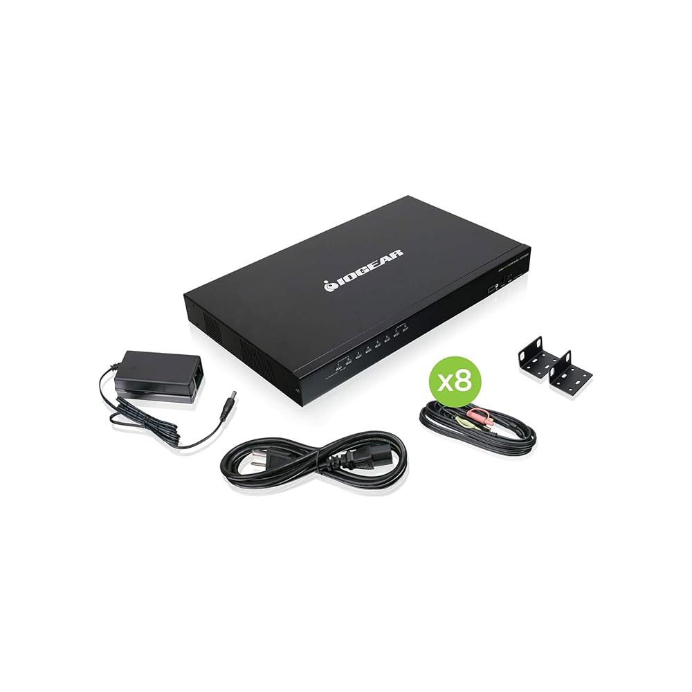 IOGEAR 8포트 USB HDMI KVM 스위치 u2013 OSD 캐스케이드 w / 풀 케이블 세트 (TAA) GCS1808HKITU - 상품 이미지