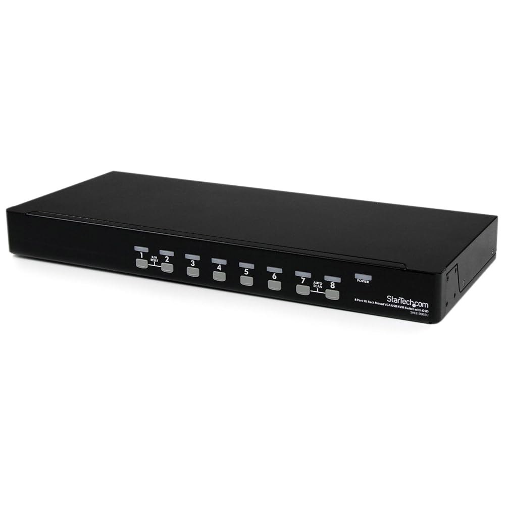 StarTech.com 8포트 USB KVM 스위치(OSD 포함) - TAA 호환 1U 랙 마운트형 VGA 스위치(SV831DUSBU) USB - 상품 이미지