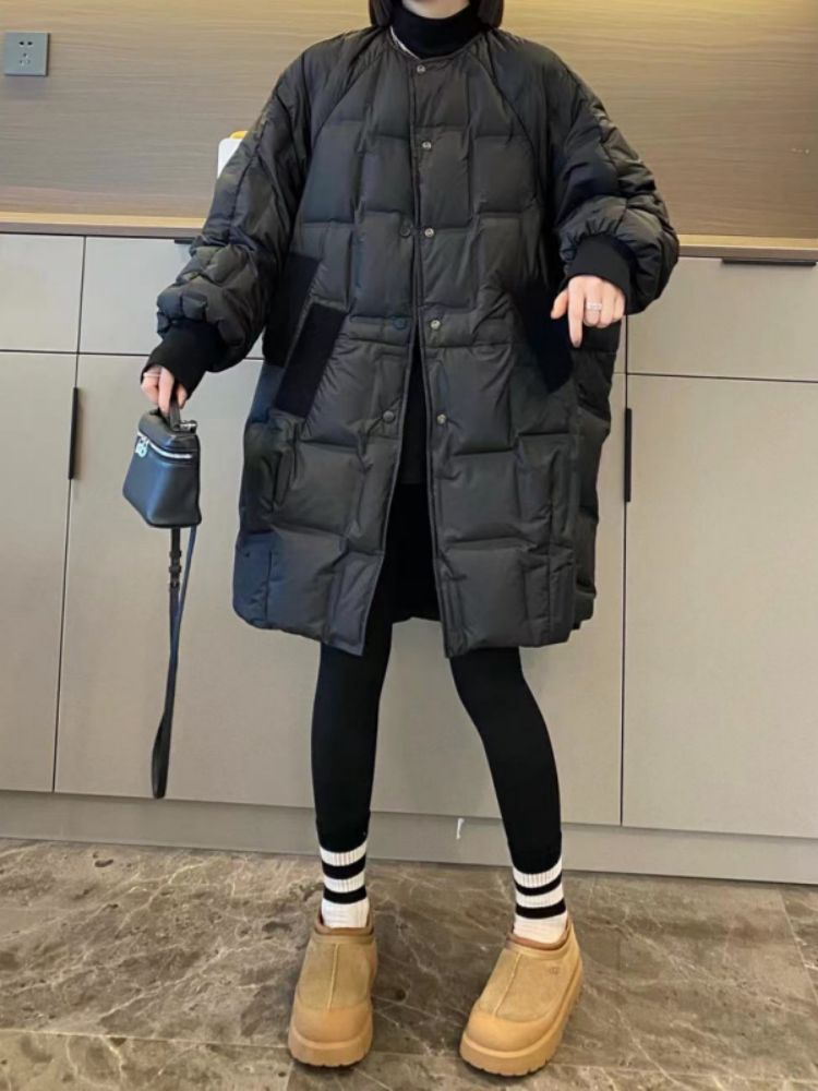 자켓 반팔패딩 롱패딩 경량 점퍼 패딩다운 다운 여자 코트 겨울 후드 몰도 구스다운 보온 - 상세 이미지 4
