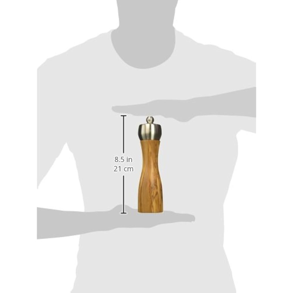 푸조 - 피지 수동 페퍼 밀 조절 가능한 그라인더 올리브 나무와 스테인리스 스틸, 천연, 8인치 5.91in. Black - 상세 이미지 3