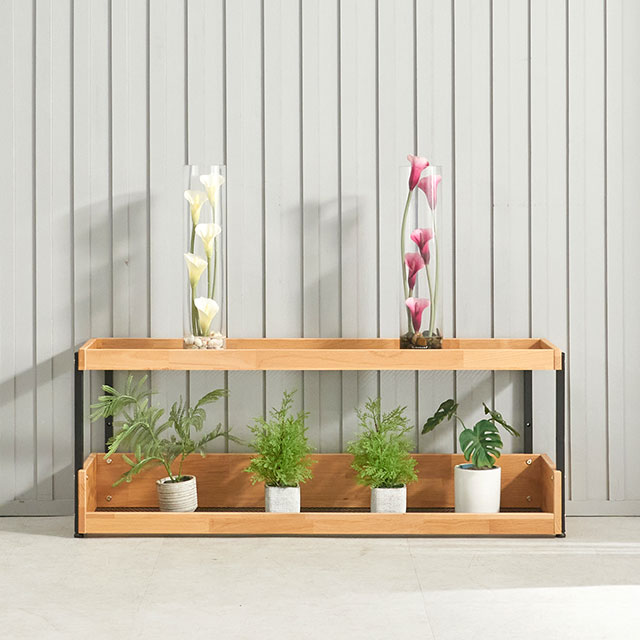 가구의서 엘다 원목 스틸 선반장 1200x300x480mm, 2단, 블랙 - 상품 이미지