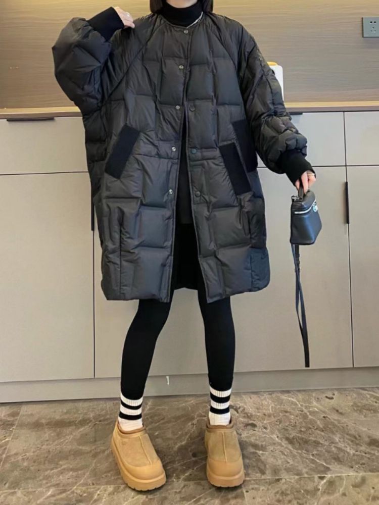 자켓 반팔패딩 롱패딩 경량 점퍼 패딩다운 다운 여자 코트 겨울 후드 몰도 구스다운 보온 - 상세 이미지 3