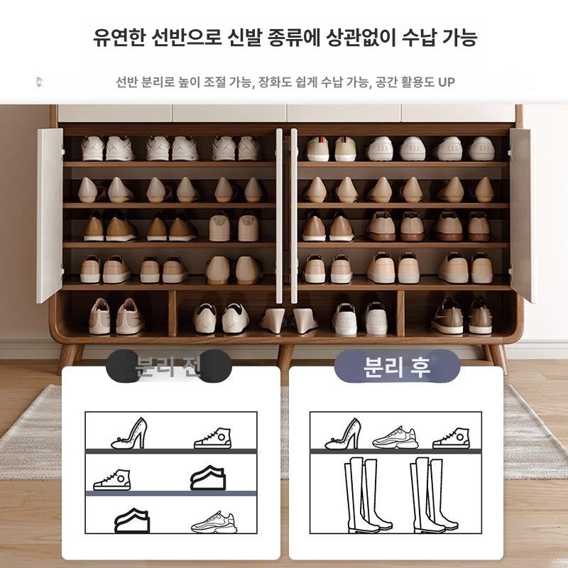 원목신발장 대형 수납 엔틱 캐비닛 현관 신발정리함 다층 목재 감성 보관 - 상세 이미지 4