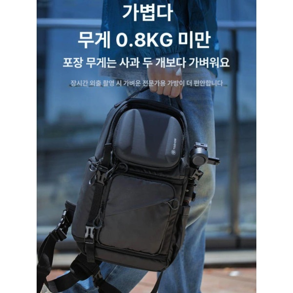 프리미엄 방수 DSLR용 여행용 삼각대 수납 슬링백 장착형 백팩 블랙 9L 1대 2렌즈 - 상세 이미지 2