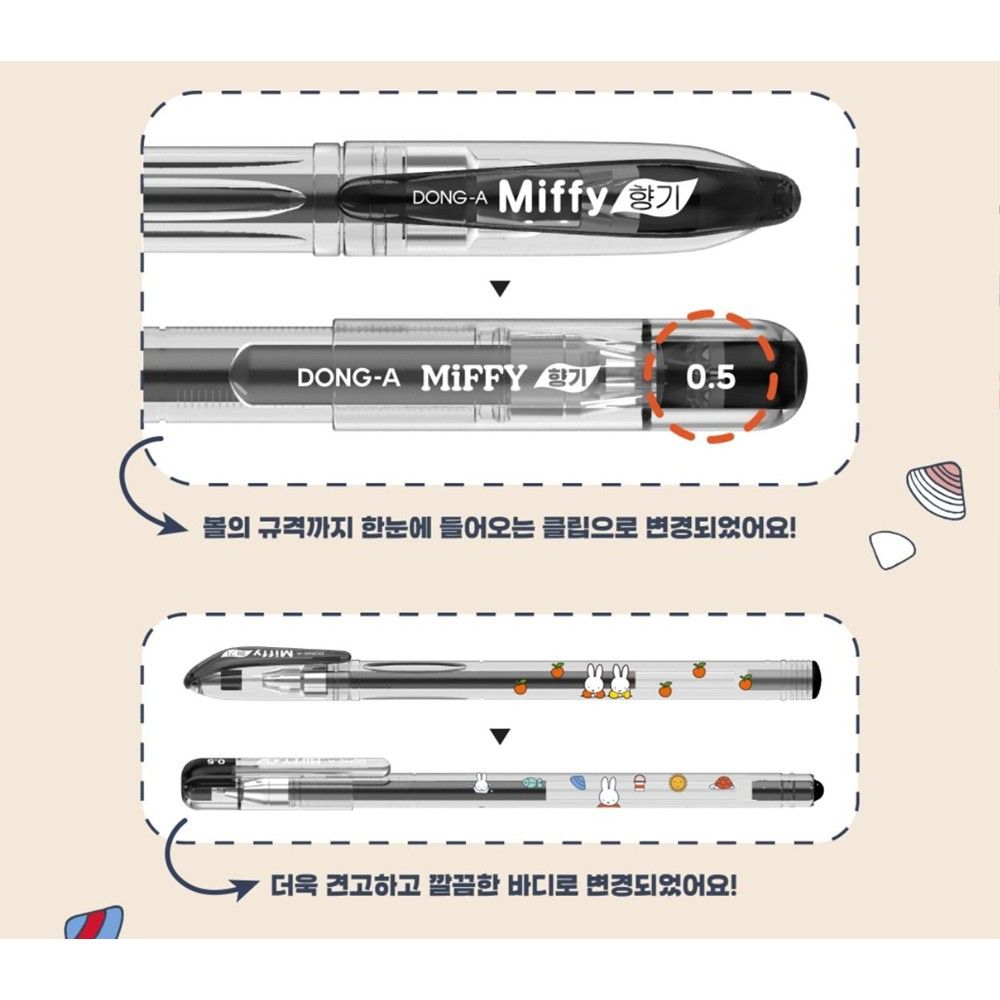 향기펜 5색 5본입 0.5mm 중성펜 미피 볼펜 - 상세 이미지 5
