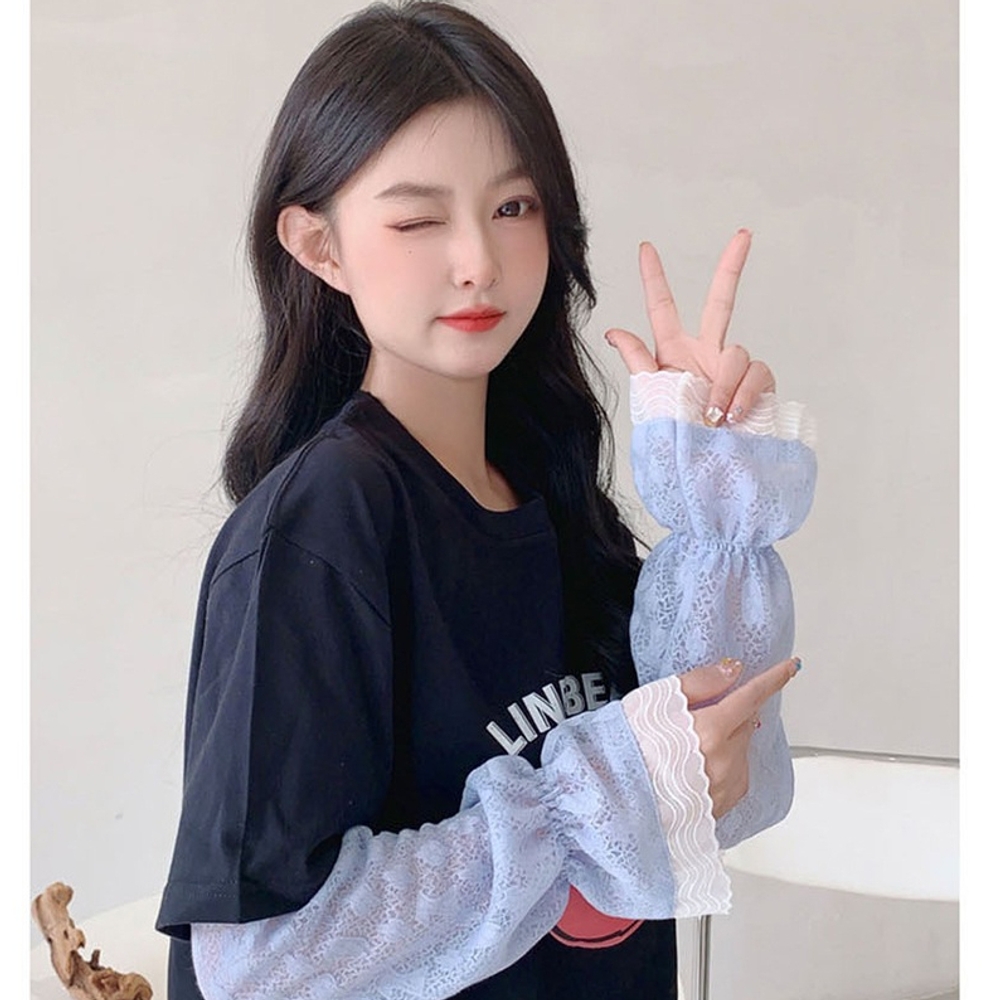 J2K 레이스 팔토시 여성 운전용 자외선 차단 쿨토시 손등 암커버 - 상품 이미지
