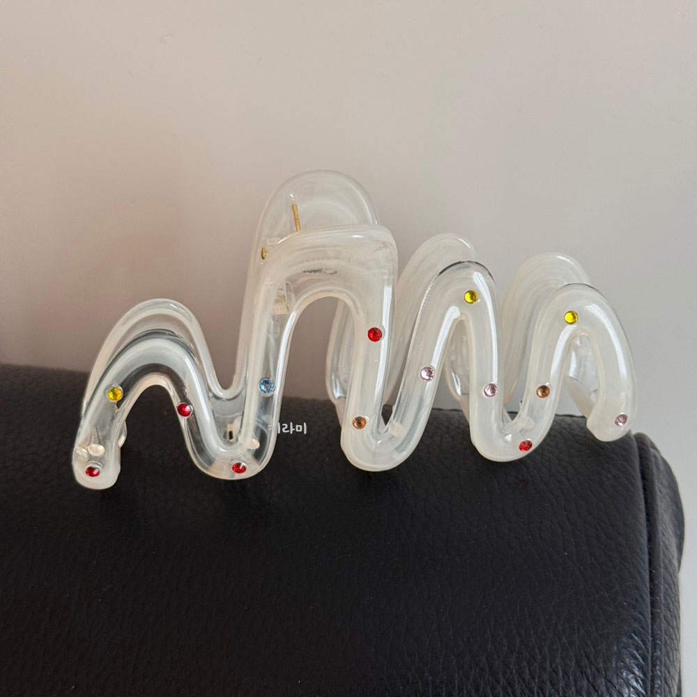 화이트 마블 올림머리핀 큐빅 도트 헤어핀 가벼운집게핀 이미지 8