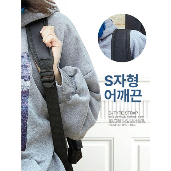 튼튼한 통기타 기타용품 기타가방 기타 백팩 어쿠스틱 41인치 1단계 10mm 블랙 뚜껑포켓 - 상세 이미지 2