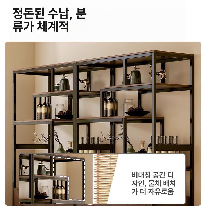 거실 원목 장식장 월넛 고급 진열선반 홈 인테리어 피규어 수납장 - 상세 이미지 4