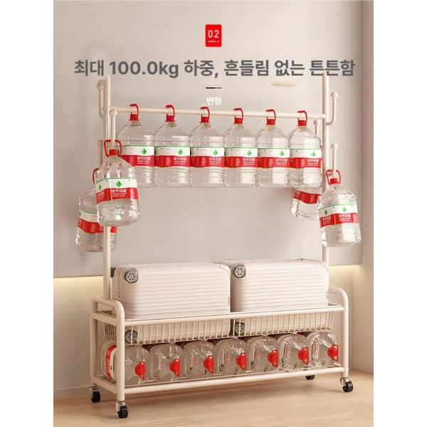 모던한 원룸 간편형 좁은공간 철제 스탠드 옷걸이 크림화이트 100cm 단층 - 상세 이미지 2
