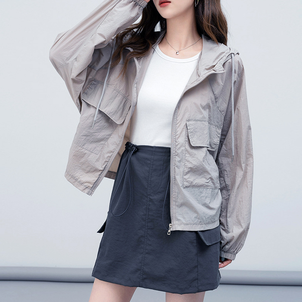 후드 하이넥 바람막이 집업점퍼 무지지켓 - 상품 이미지