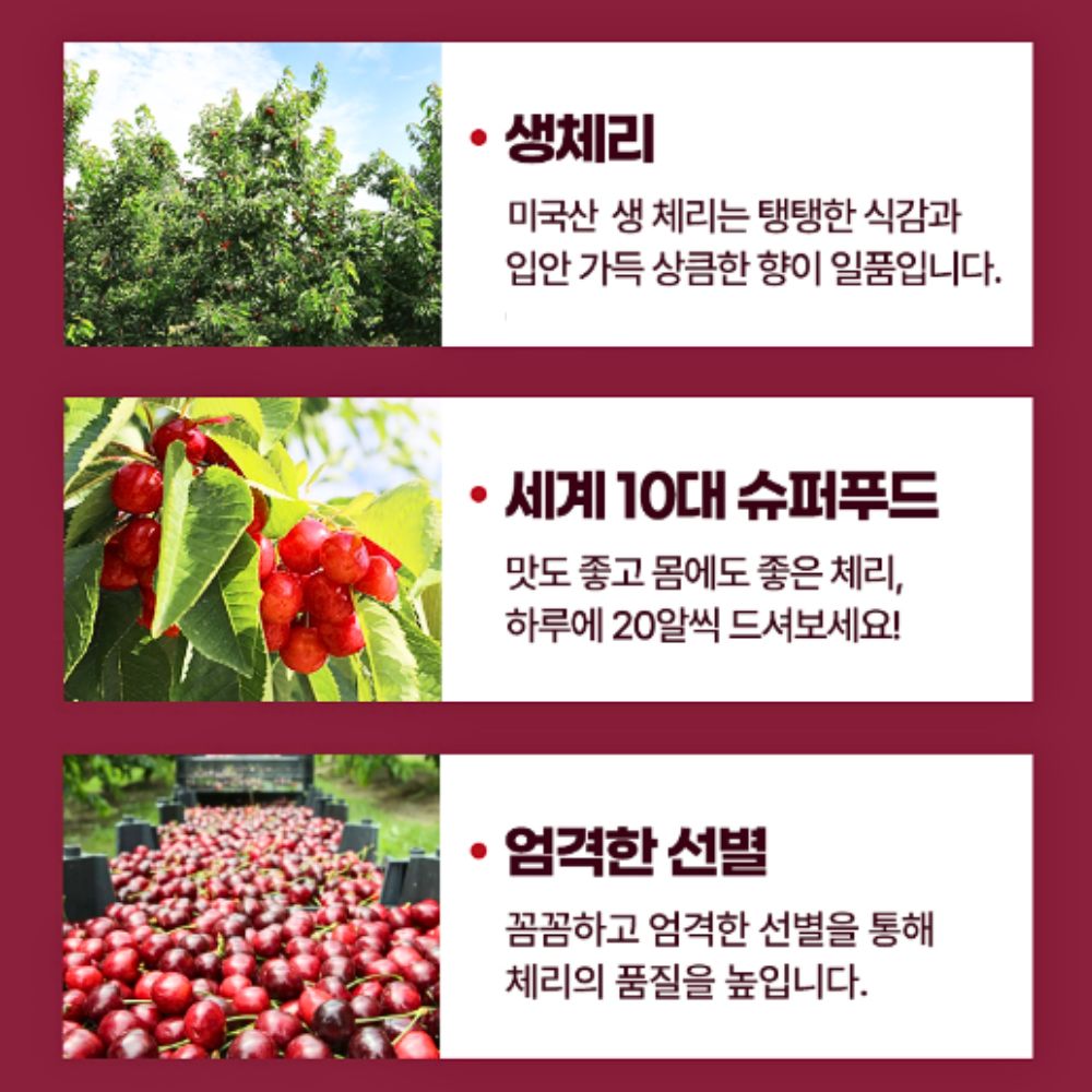 미국산 체리 달콤한 슈퍼푸드 선별 500g 대과 10R - 상세 이미지 4