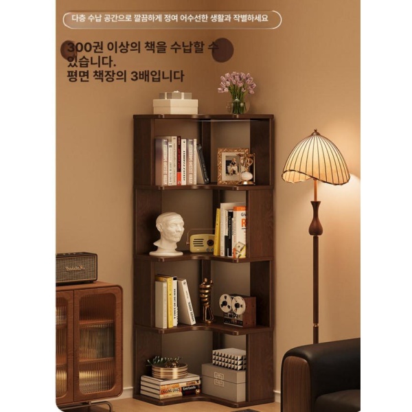 세련된 수납장 4칸 조립식 철제 북타워 선반 코너 ㄱ자 40cm 가정용 진열장 - 상세 이미지 3