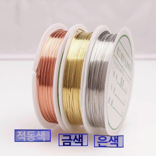 고급 공예 보석 구리선 바늘 만들기 와이어 재료 귀걸이 0.8 골드 약2.2m 2개 - 상세 이미지 3
