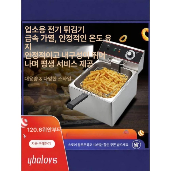 강력한 스테인리스 치킨 핫도그 탁상형 전기 프라이어 업소용 81 두꺼운 이중 온도 조절 - 상세 이미지 5