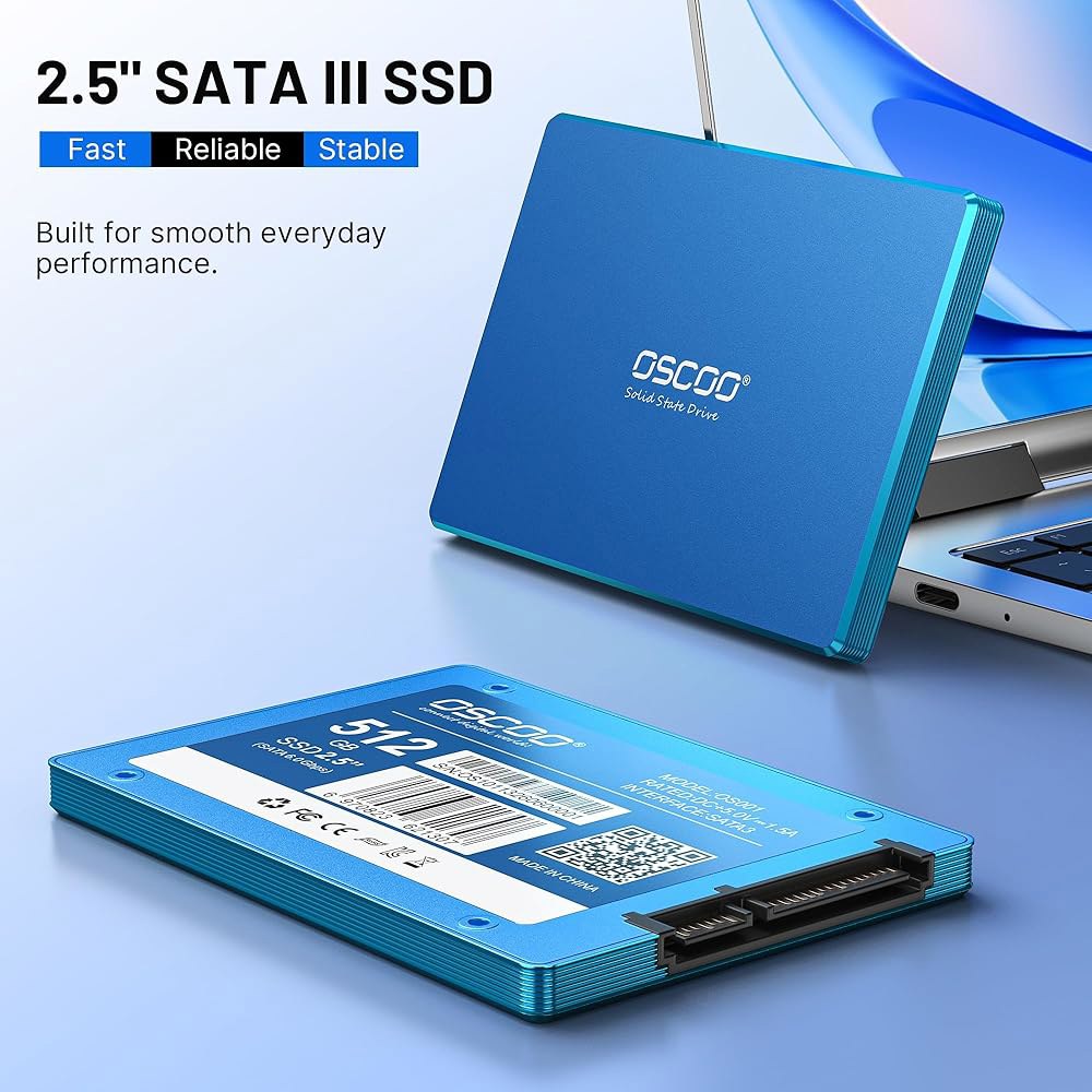 OSCOO 512GB SATA III 2.5인치 SSD, 최대 560MB/s 읽기 및 530MB/s 쓰기, 3D TLC NAND, 노트북 데스크탑 PC용 스토리지 업그레이드 - - 상세 이미지 2