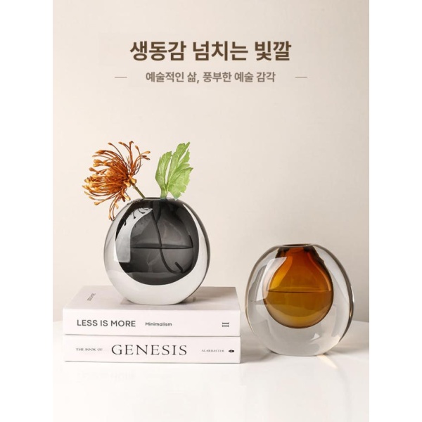 고급 북유럽 실린더 유리 미니 수경재배 대형 한송이 꽃병 피코크블루 - 상세 이미지 5