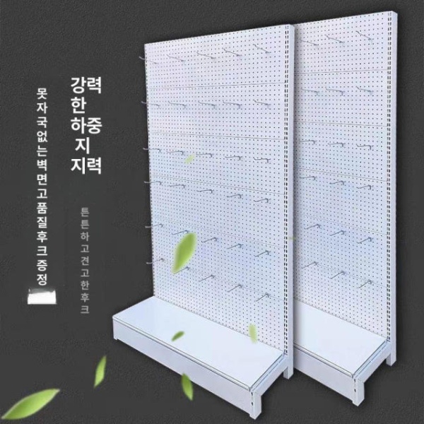 깔끔한 철판 거치대 스탠드 타공판 정리대 고리 공구 73 x 40x135 글로시화이트 단면 후크 40개 포함 - 상세 이미지 4