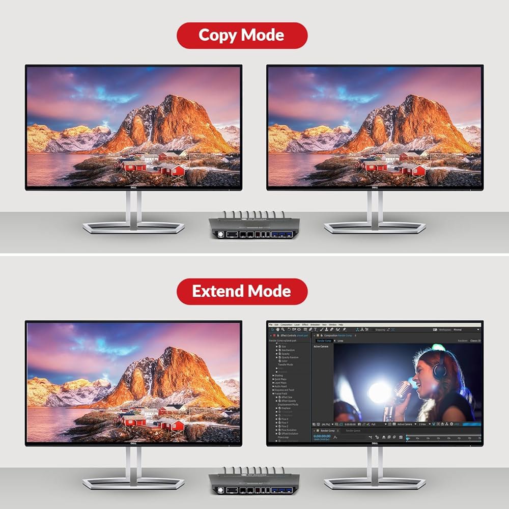 AV Access 8K KVM 스위치 2 모니터 컴퓨터 디스플레이포트 8K@60Hz 4K@165Hz /144Hz, USB 3.0 포트, 오디오, 고속 핫키 또는 IR 리모컨이 있는 - 상세 이미지 3