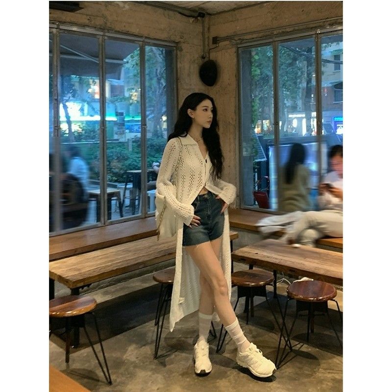루즈핏 비치로브 여성롱가디건 여자롱가디건 롱카디건 니트 여름 가을 간절기 데일리 시스루 - 상세 이미지 3