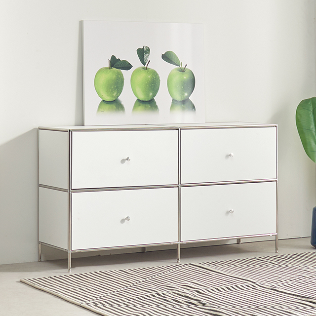가구의서 모듈 수납 서랍장 1400x400x745mm, 2단, 화이트 - 상품 이미지