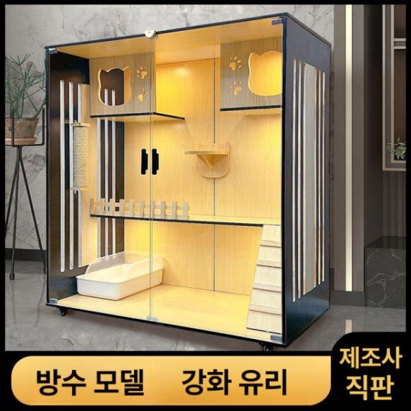 튼튼한 이동식 실내 펜스 우드 고양이 쉼터 야외 반려묘 자가 설치 방수 A 60 x 60x120cm - 상세 이미지 4