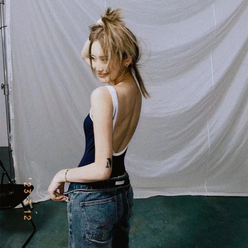 유교걸 해수욕장 커버업 수영복 원피스 화이트블루 뱃살가리는 워터파크 하이웨스트 원피스수영복 S (40-46kg) 다크 블루 - 상세 이미지 2