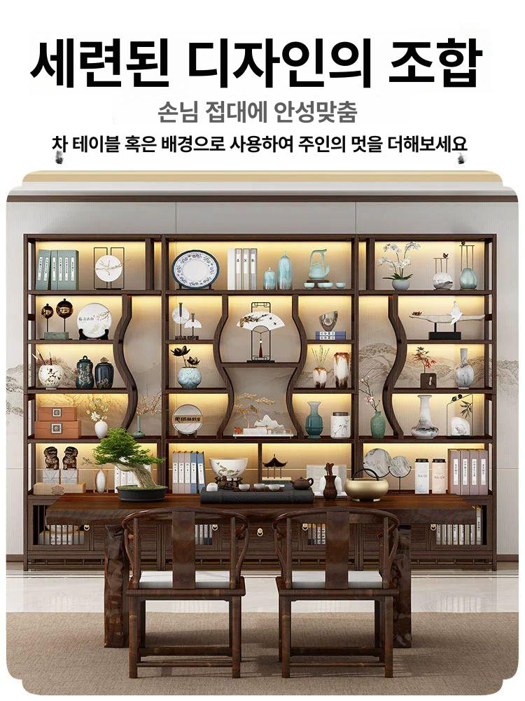 엔틱 진열장 원목 장식장 거실장 트로피 수납 싱글 6단 클래식 80cm - 상세 이미지 3