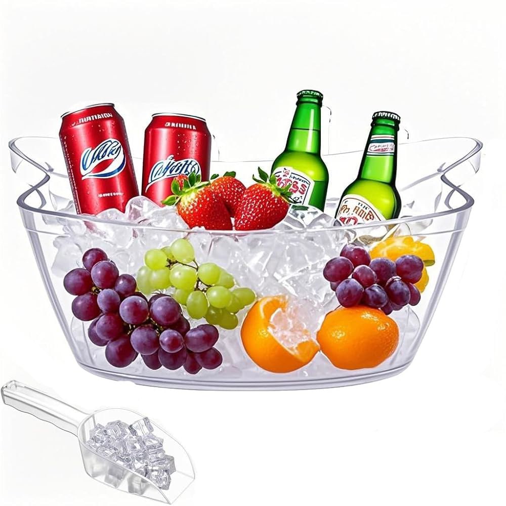 1pcs 6L 아이스 버킷, 와인 샴페인 미모사 칵테일 바 피크닉 과일 보관 바구니용 대형 투명 아크릴 버킷 (1pc 6L) - 상품 이미지