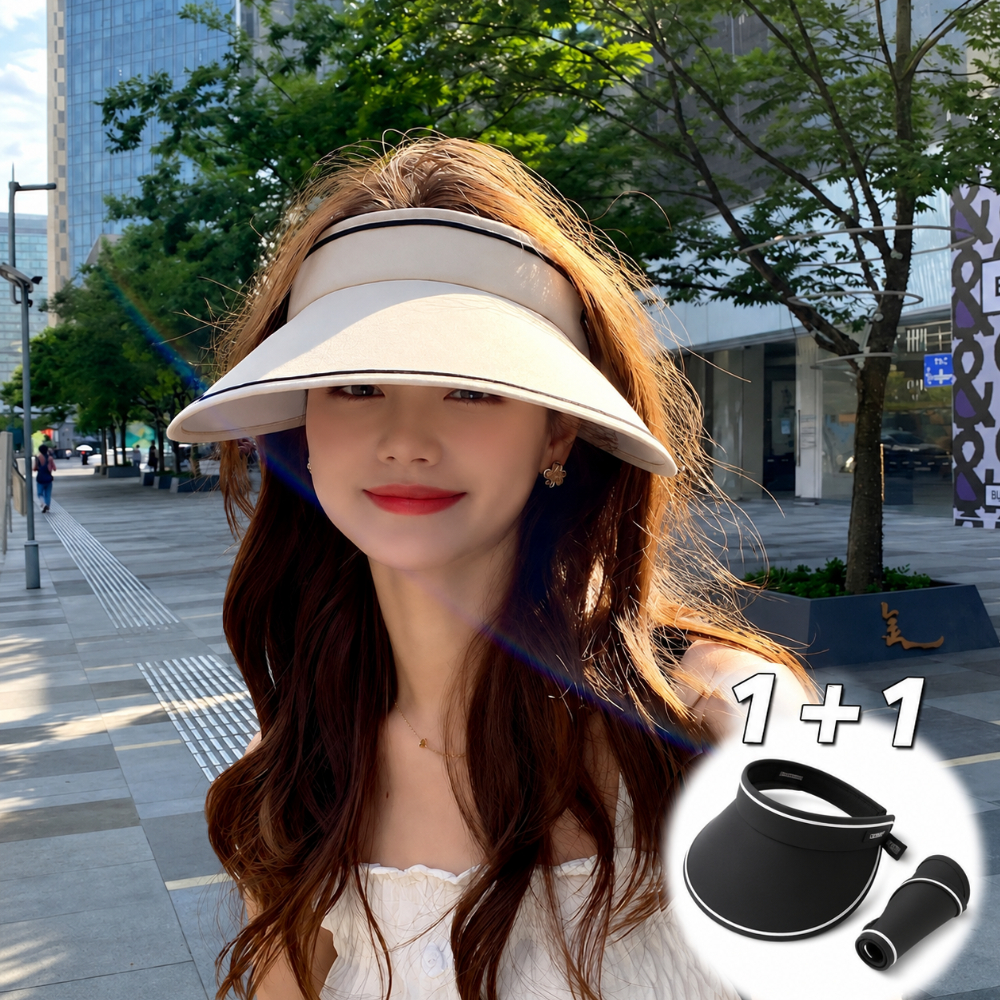 썬캡 여름 자외선차단 휴대용 돌돌이 모자 여성 여행 러닝 등산 테니스 햇빛가리개 - 상품 이미지