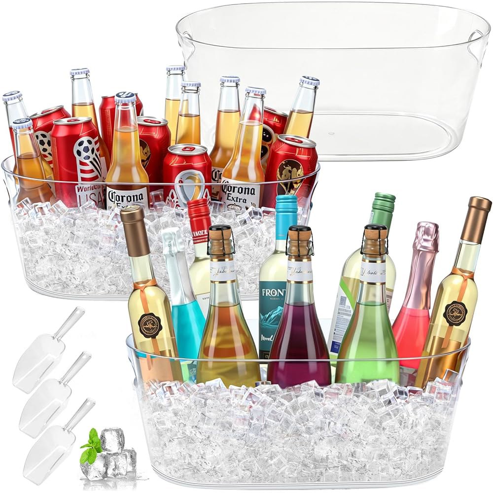 파티용 PCS 아이스 버킷 3개, 대형 15L, 스쿱 포함 4갤런 샴페인 버킷, 샴페인, 맥주, 칵테일용 음료 욕조 미모사 바 용품 2 - 상품 이미지