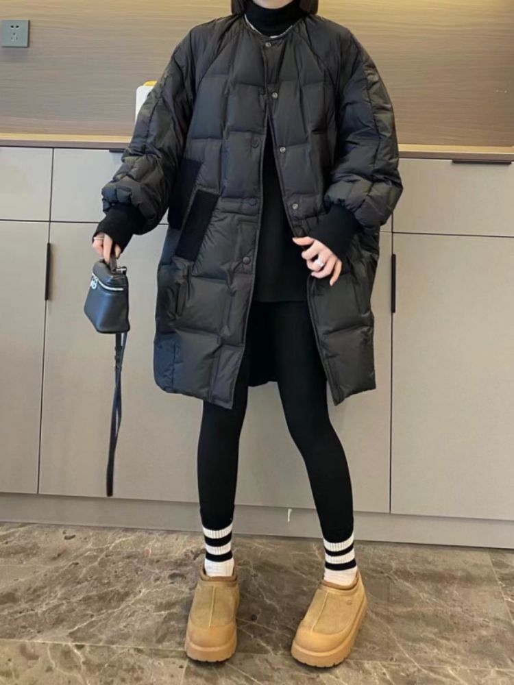 자켓 반팔패딩 롱패딩 경량 점퍼 패딩다운 다운 여자 코트 겨울 후드 몰도 구스다운 보온 - 상세 이미지 5