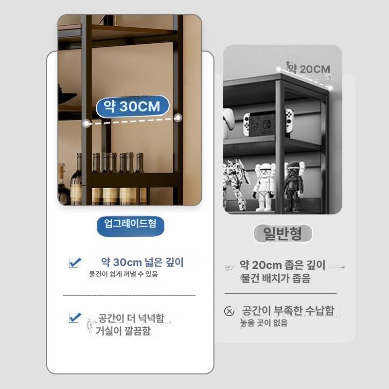 거실 원목 장식장 월넛 고급 진열선반 홈 인테리어 피규어 수납장 - 상세 이미지 3