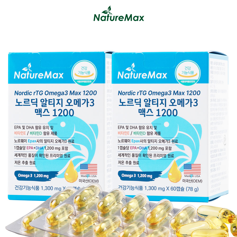 노르딕 알티지 오메가3 맥스 1200 DHA EPA 1200mg 60캡슐, 2개