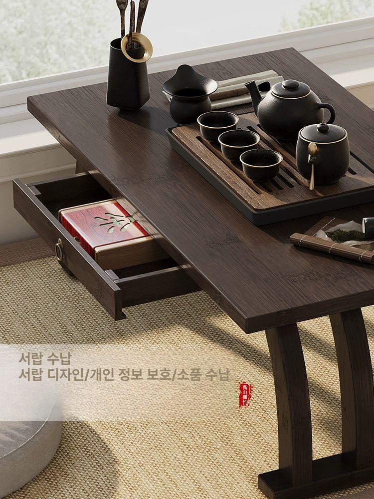 유리 거실테이블 접이식 로우 좌식 티테이블 홈카페 쇼파용 좌탁 밥상 - 상세 이미지 4