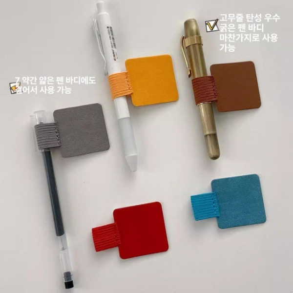 고급스러운 붙이는 펜클립 다이어리 펜홀더 네이비 부착식 펜꽂이 사각 핑크 - 상세 이미지 5