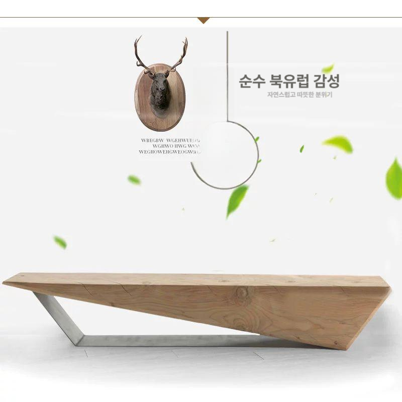 통나무 야외벤치 방부목 정원의자 튼튼한 테라스 휴게소 빈티지 스타일 현관용 - 상세 이미지 4