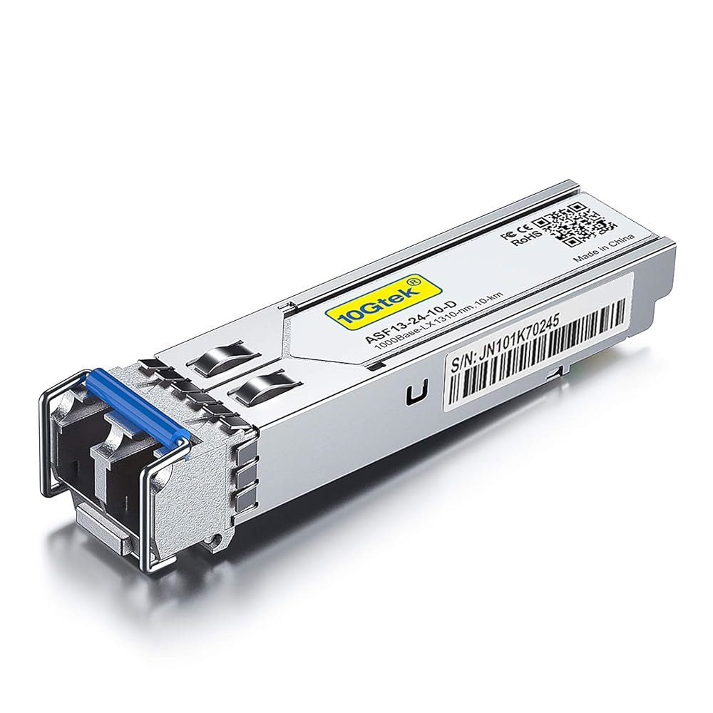 10Gtek 1.25G SFP 트랜시버 1000Base-LX, 1310nm SMF 싱글모드 광섬유 모듈, 최대 10km, Cisco GLC-LH-SMD, Meraki MA-SFP- - 상품 이미지