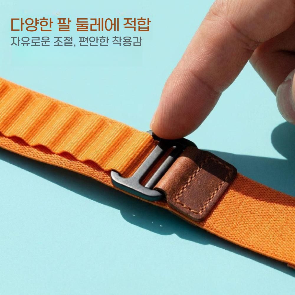 갤럭시워치8 클래식 울트라 스트랩 레트로 가죽 라벨 알파인 루프 나일론 밴드 - 상세 이미지 4