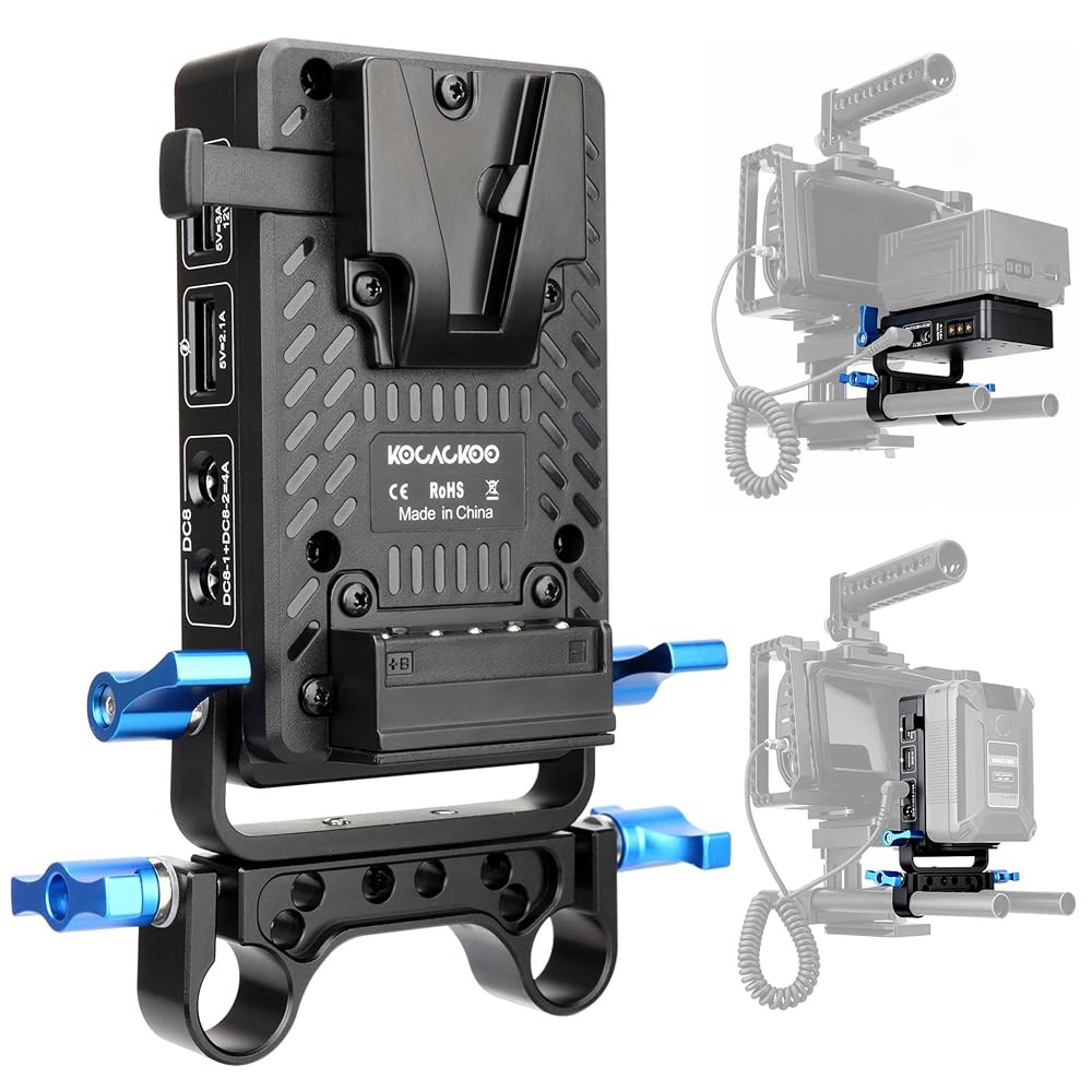 D탭, DC 8V /4A 2개, 12V USB 5V /2.1A 및 /3A, 9V /2A, /2A 출력 포트가 있는 코카쿠 미니 V 마운트 배터리 어댑터 플레이트, BMPCC 4K - 상품 이미지