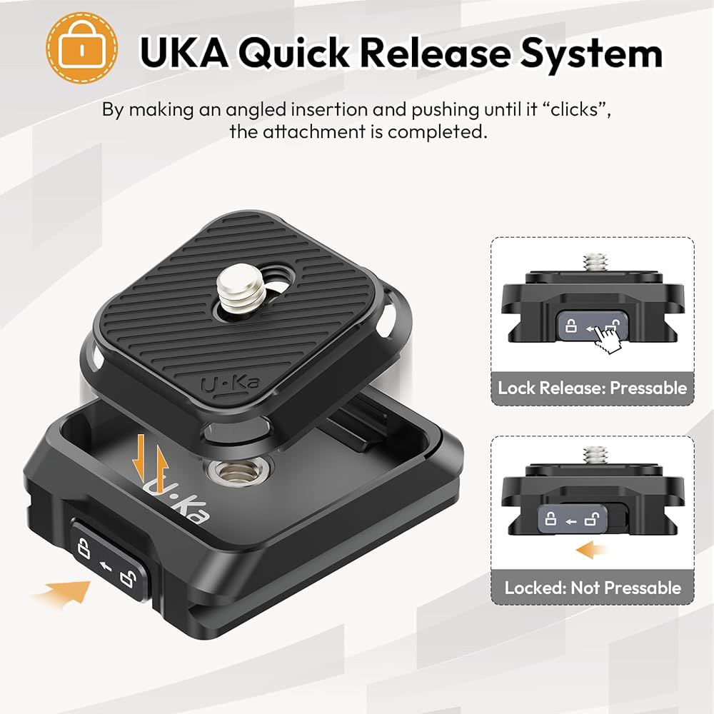 ULANZI UKA01 카메라 퀵 릴리스 플레이트, 삼각대 마운트 어댑터 키트 (짐벌, 슬라이더, DSLR, DJI 소니 & 38mm 아르카-스위스 최대 하중 20kg (베이스 - 상세 이미지 2