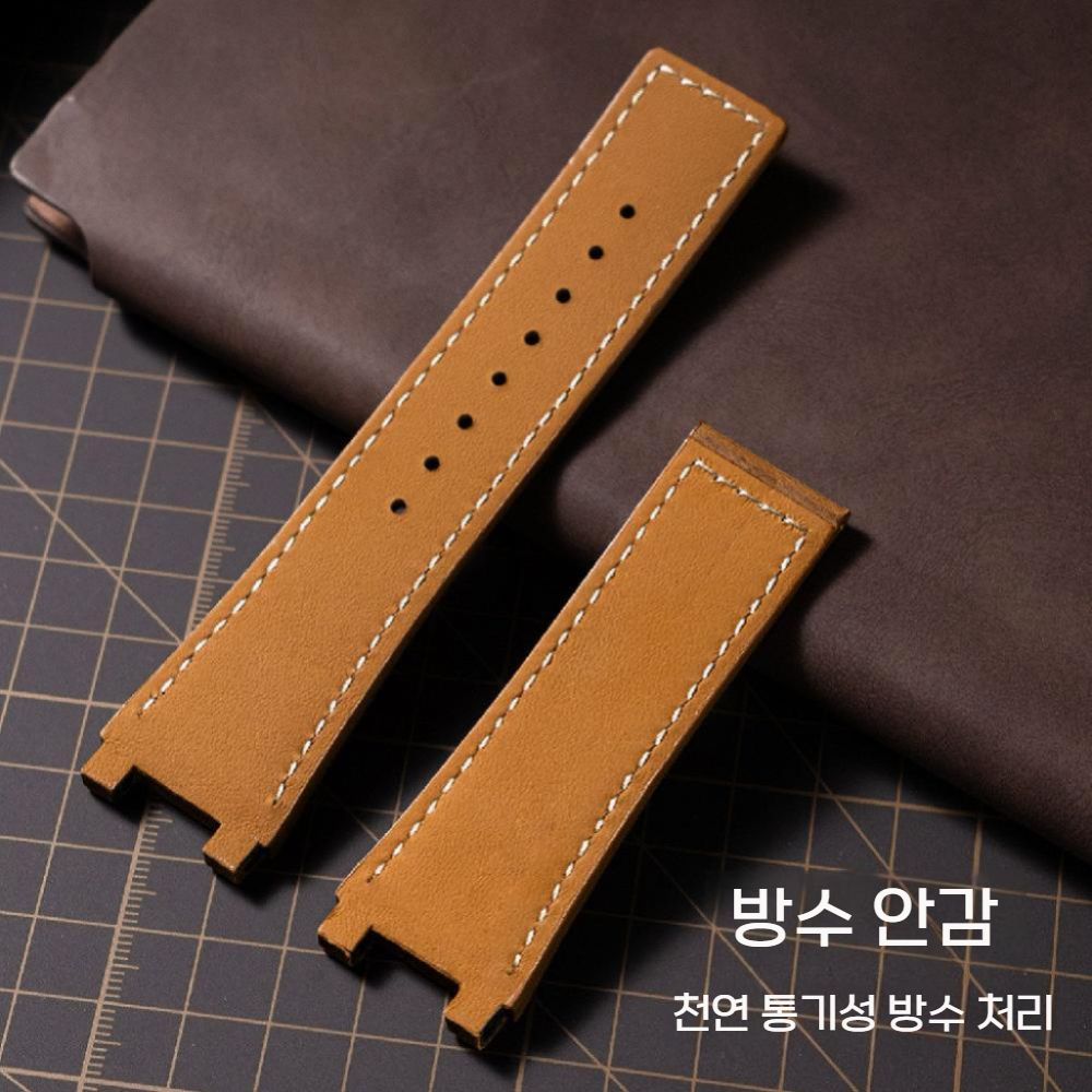 애플워치11 울트라3 SE3 스트랩 가죽 스티칭 접이식 메탈 커넥터 버클 밴드 - 상세 이미지 4