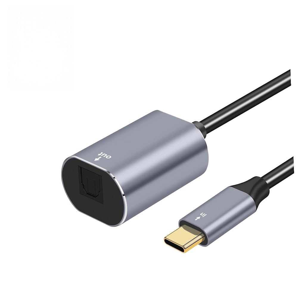 USB C to TOSLINK 광 오디오 어댑터, 단방향 타입 SPDIF 디지털 컨버터, 스마트폰, 태블릿, 노트북용 송신기. - 파이버 3.3FT 광케이블 포함. - 상품 이미지