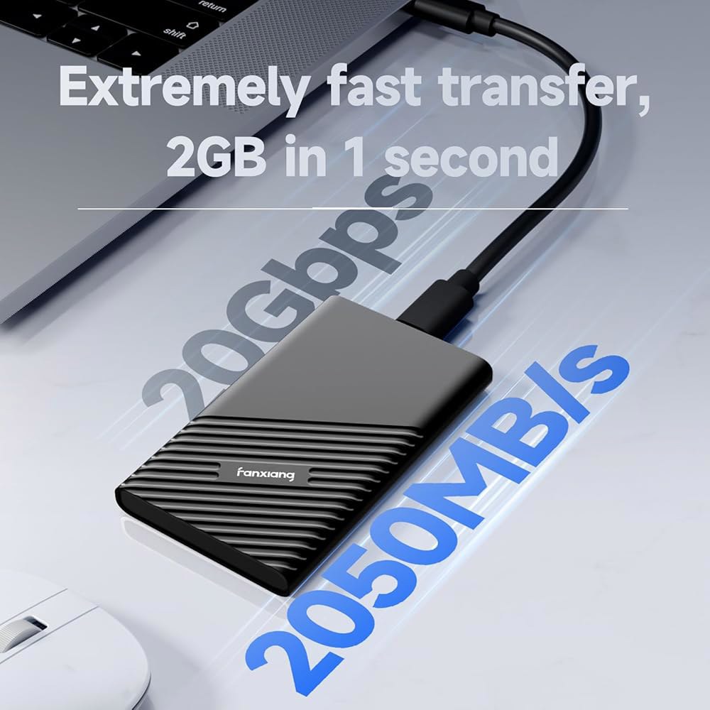 판샹 1TB 외장 SSD, 휴대용 솔리드 스테이트 하드 드라이브 USB 3.2 Gen2x2, 최대 2000MB /s, 15 /Pro, PC, 노트북, 크리에이터, 게임 콘솔용 US - 상세 이미지 2